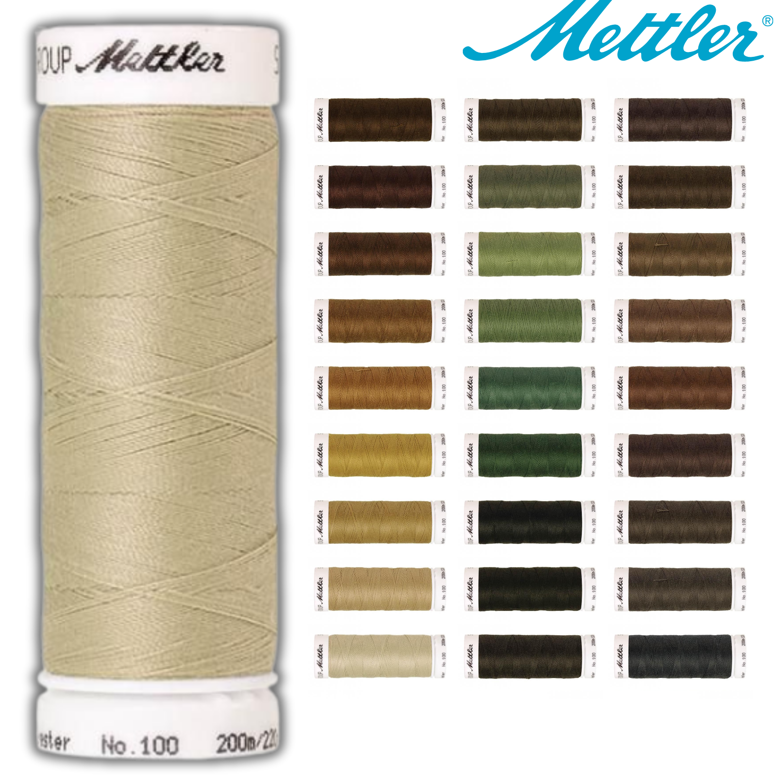 🧵  SERALON® - Allesnähergarn - 200 m • Beige – Ocker – Braun - Nähgarn