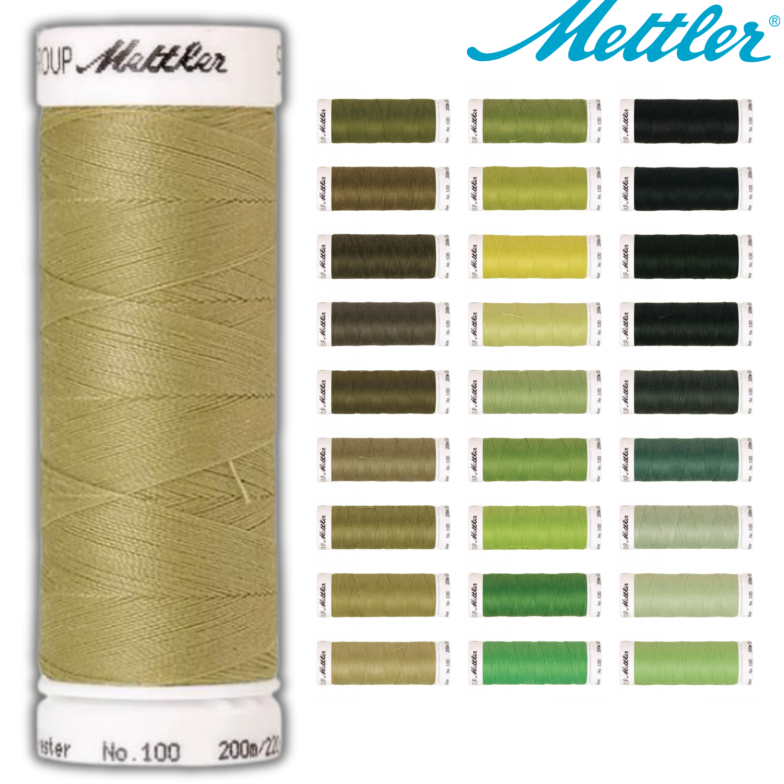 🧵  SERALON® - Allesnähergarn - 200 m • Oliv – Grün – Dunkelgrün - Nähgarn