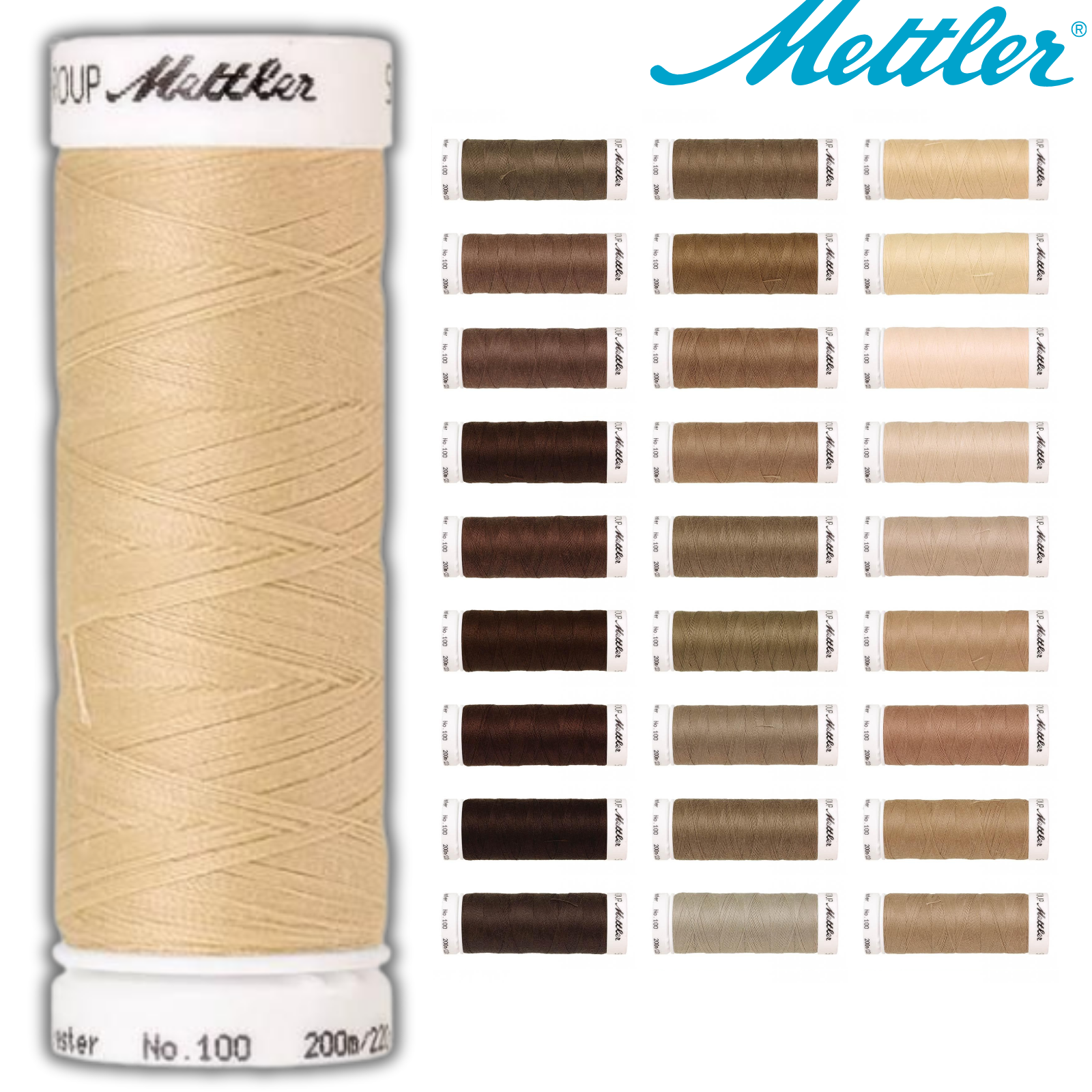 🧵  SERALON® - Allesnähergarn - 200 m • Beige - Sand - Braun - Nähgarn