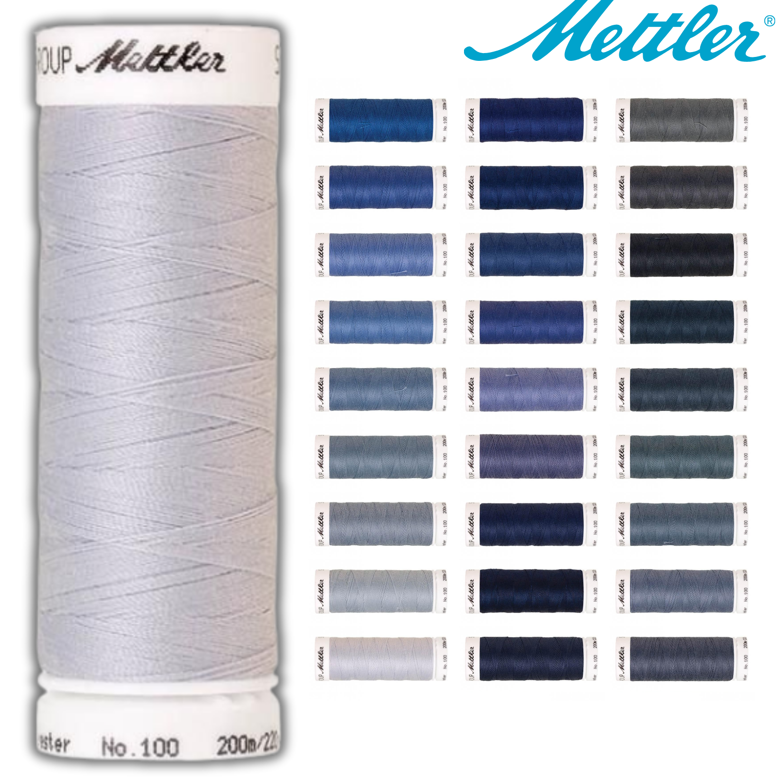 🧵  SERALON® - Allesnähergarn - 200 m • Blau - Lila - Grau - Nähgarn