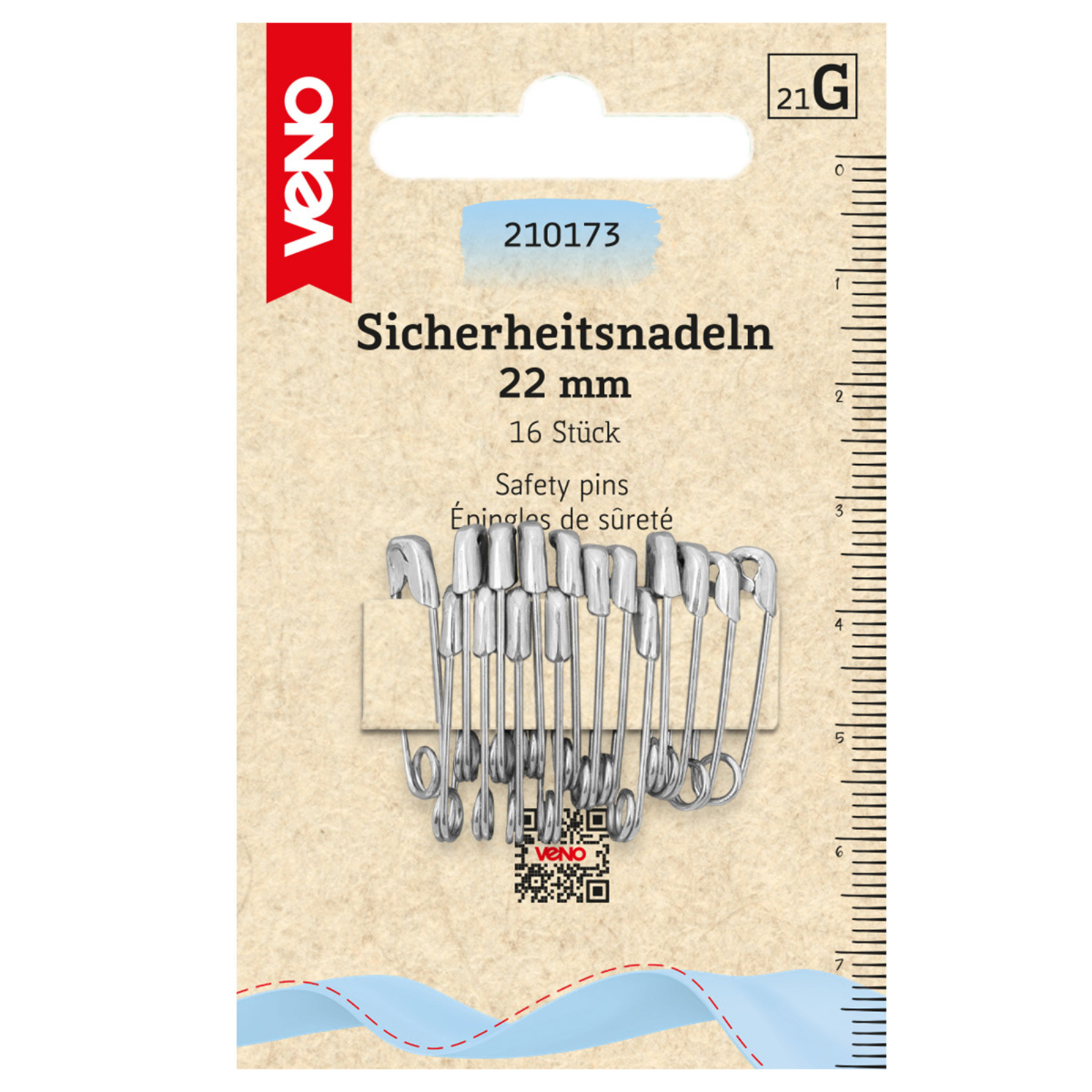 Sicherheitsnadeln 22mm silberfarbig 16 Stück