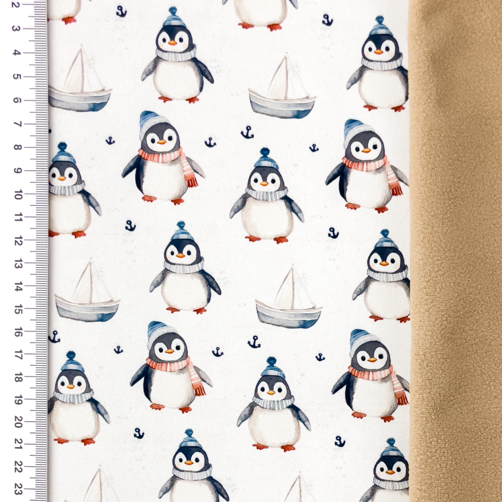 🐧 Softshell Stoff - Pinguine & Boote