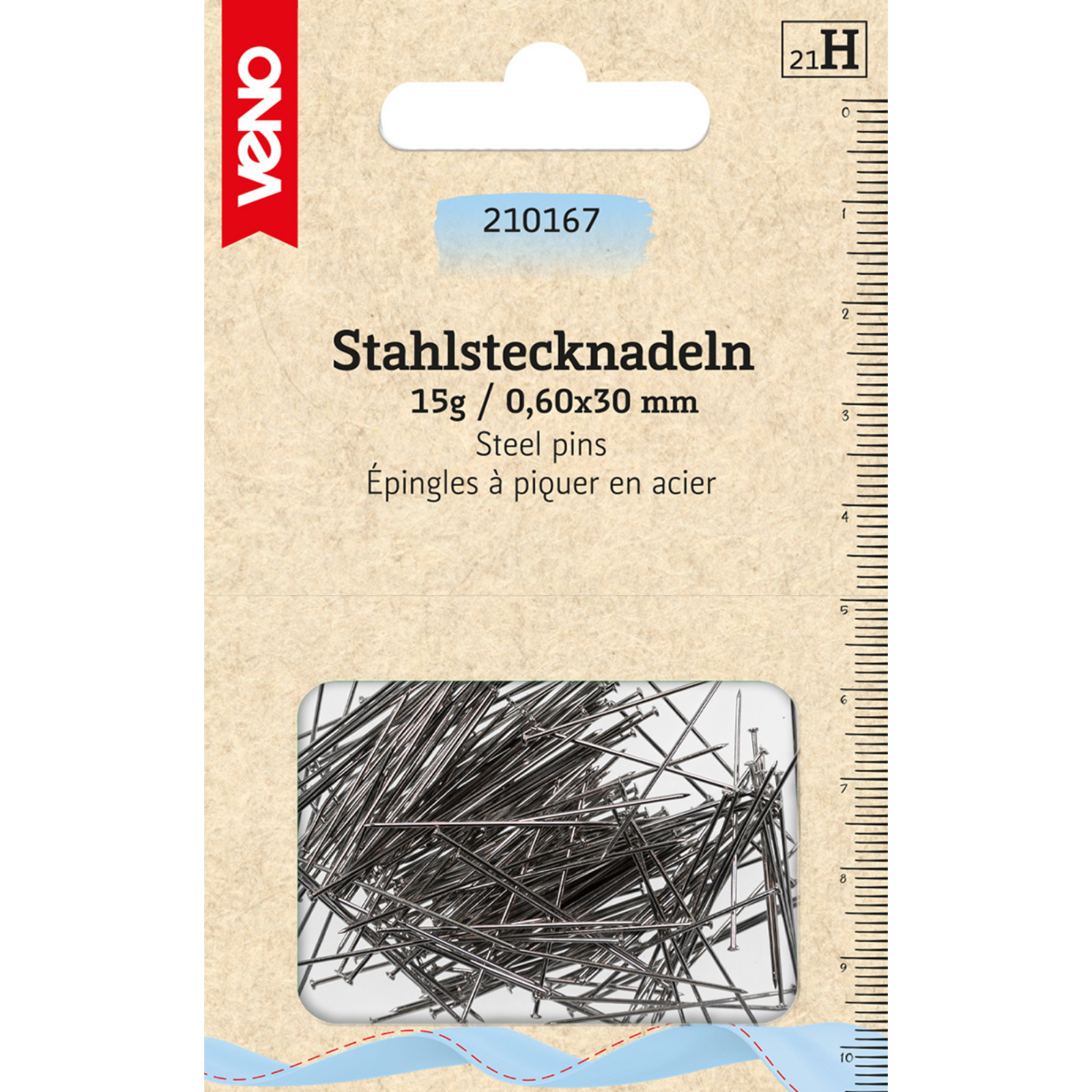 Stahlstecknadeln 0,60 x 30 mm silberfarbig 15 g