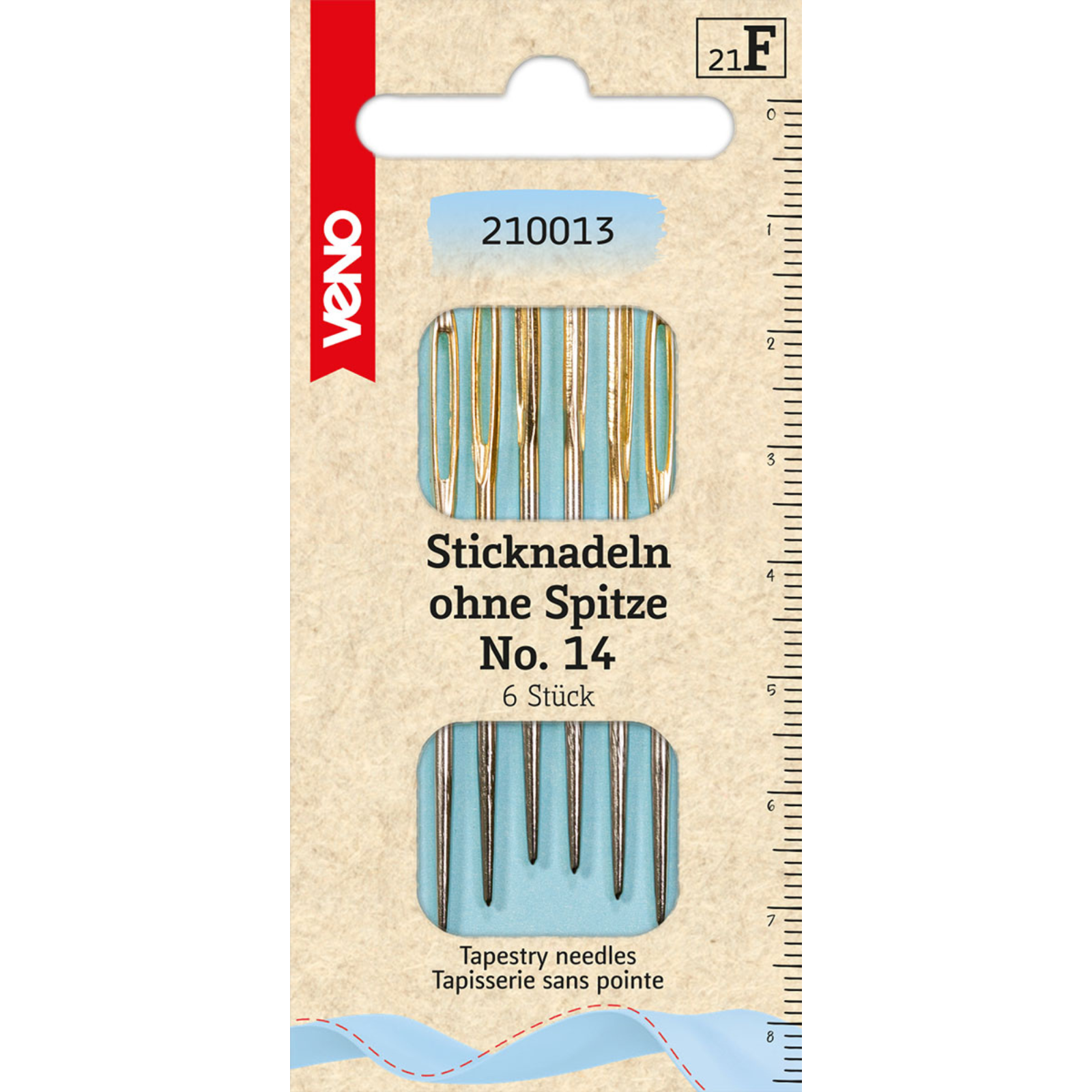 Sticknadeln ohne Spitze No. 14 - Goldöhr - 6 Stück