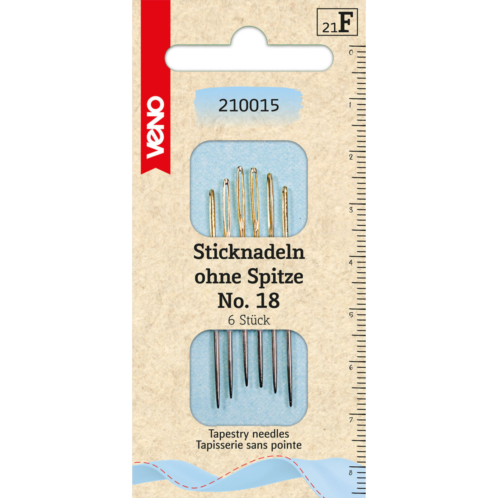 Sticknadeln ohne Spitze No. 18 - Goldöhr - 6 Stück