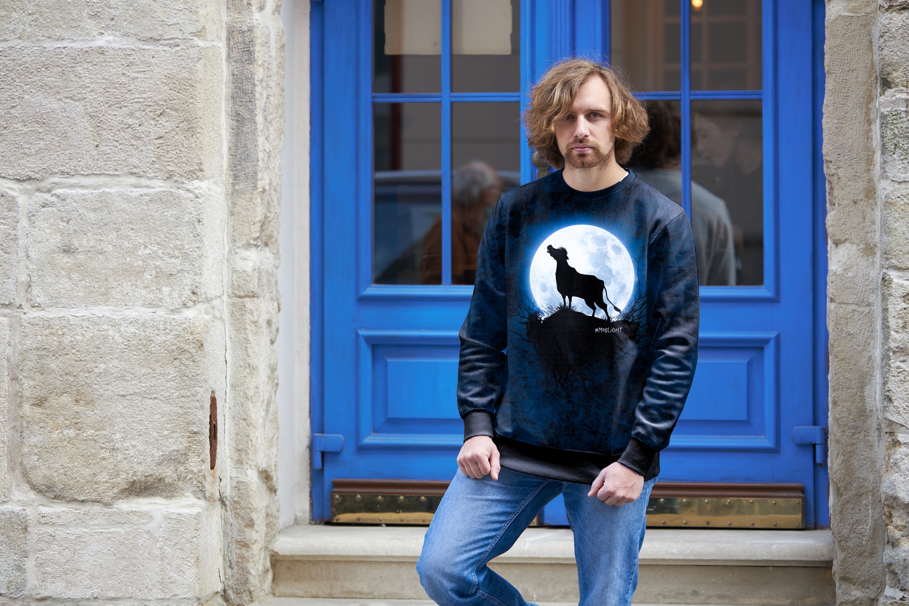 French Terry Swafing PANEL Cheeky Animals 2.0 by Thorsten Berger - MooLight - nachtblau