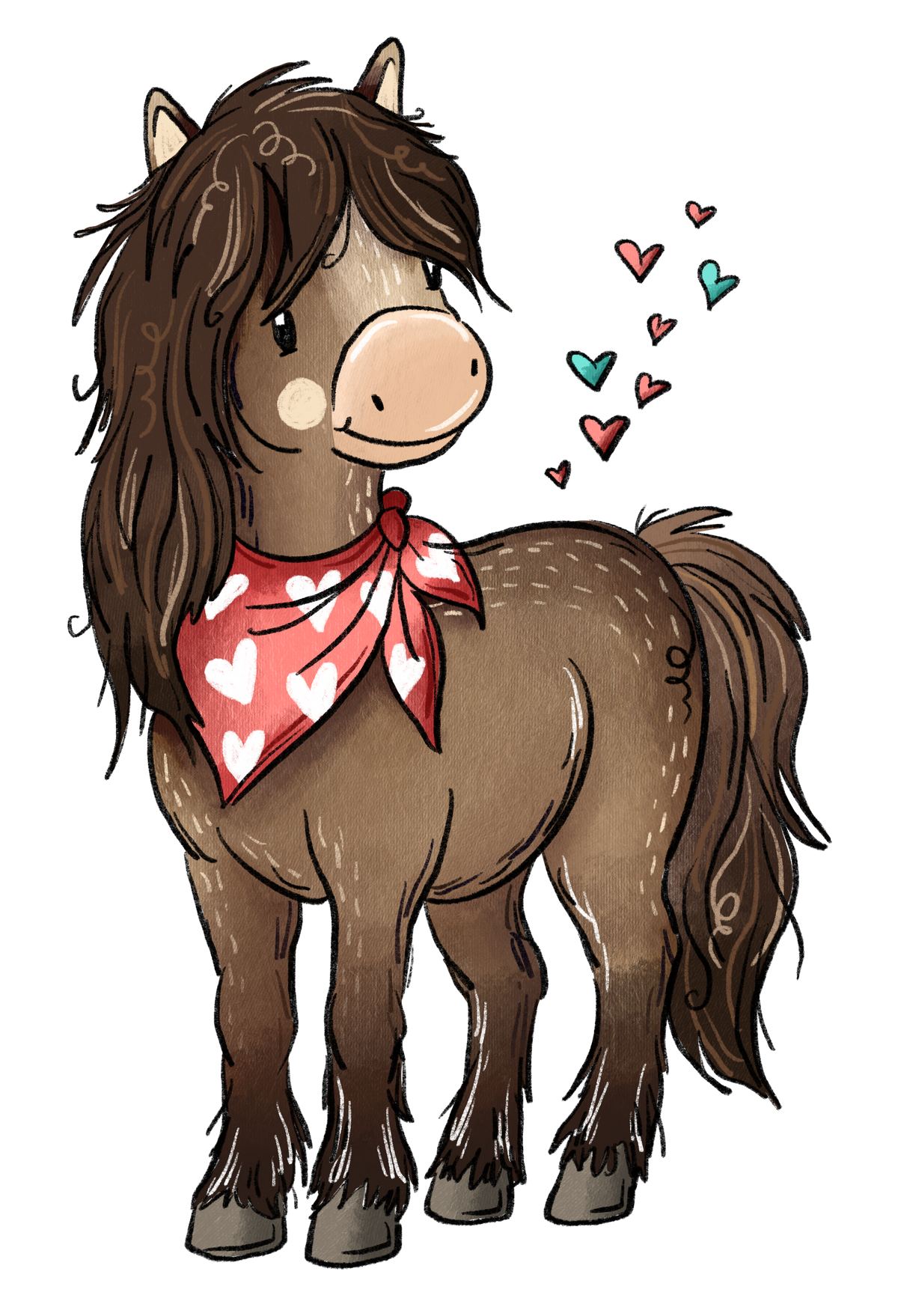 Bügelbild Applikation - Katzengold Desing PferdeHorde - Dunkelbraunes Pony