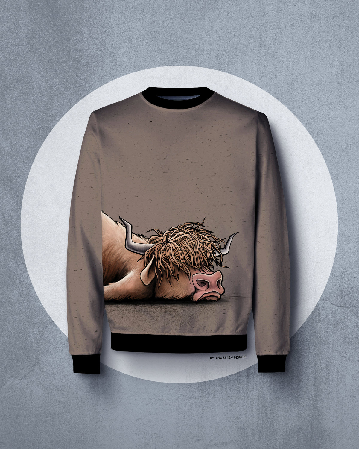 French Terry Swafing Kombistoff - Cheeky Animals 2.0 by Thorsten Berger - Kuh - braun