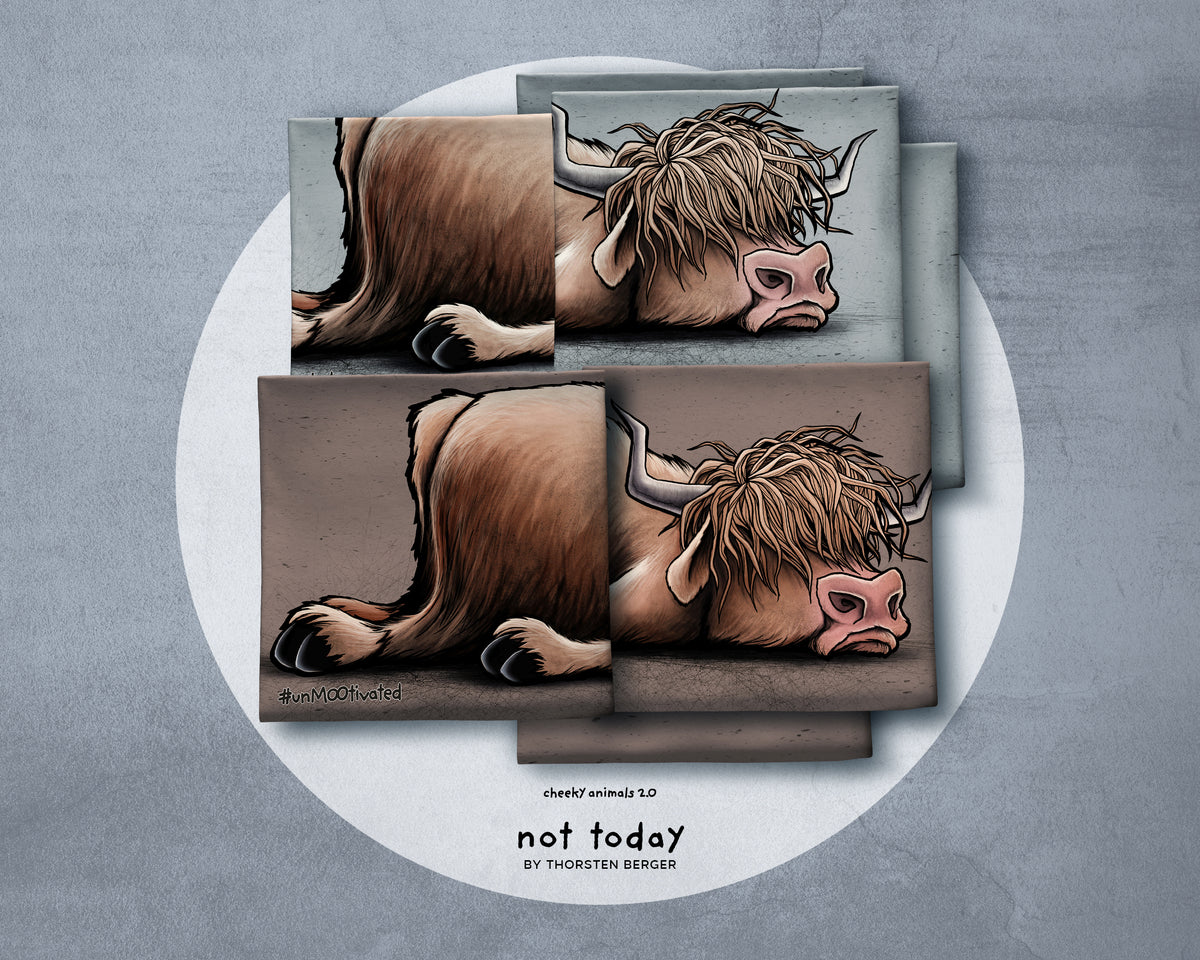 French Terry Swafing Kombistoff - Cheeky Animals 2.0 by Thorsten Berger - Kuh - braun
