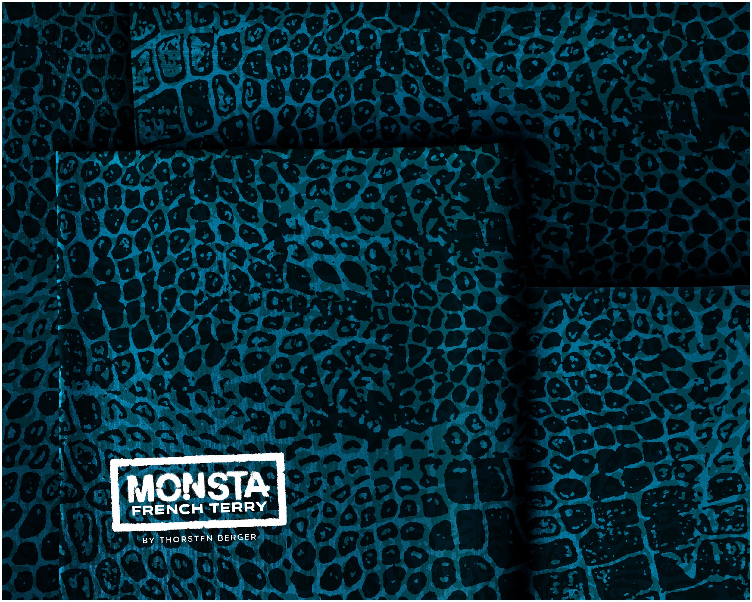 French Terry Swafing Kombistoff MONSTA by Thorsten Berger - Krokodil - Petrol