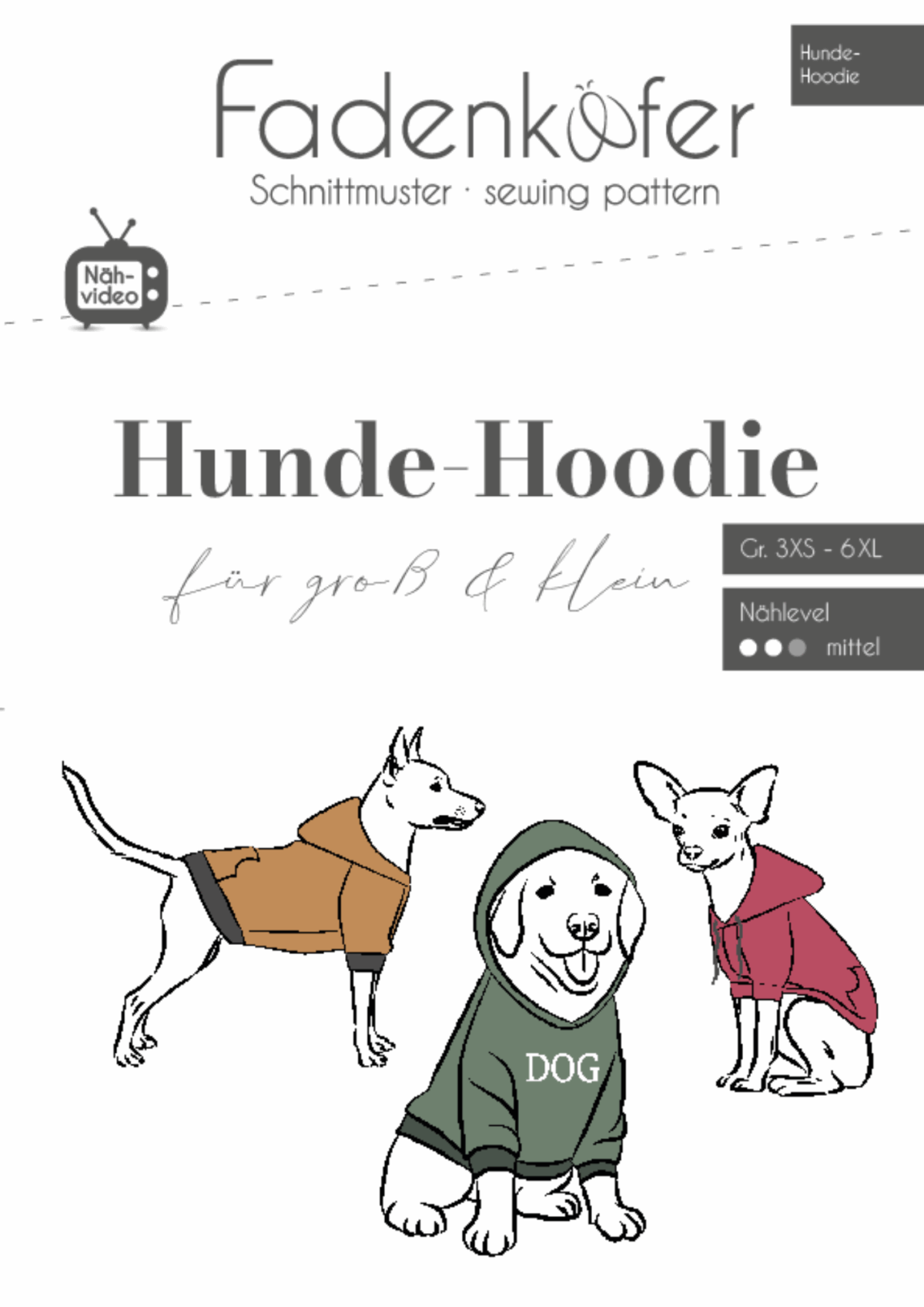 Papier-Schnittmuster Fadenkäfer - Hoodie - Hunde