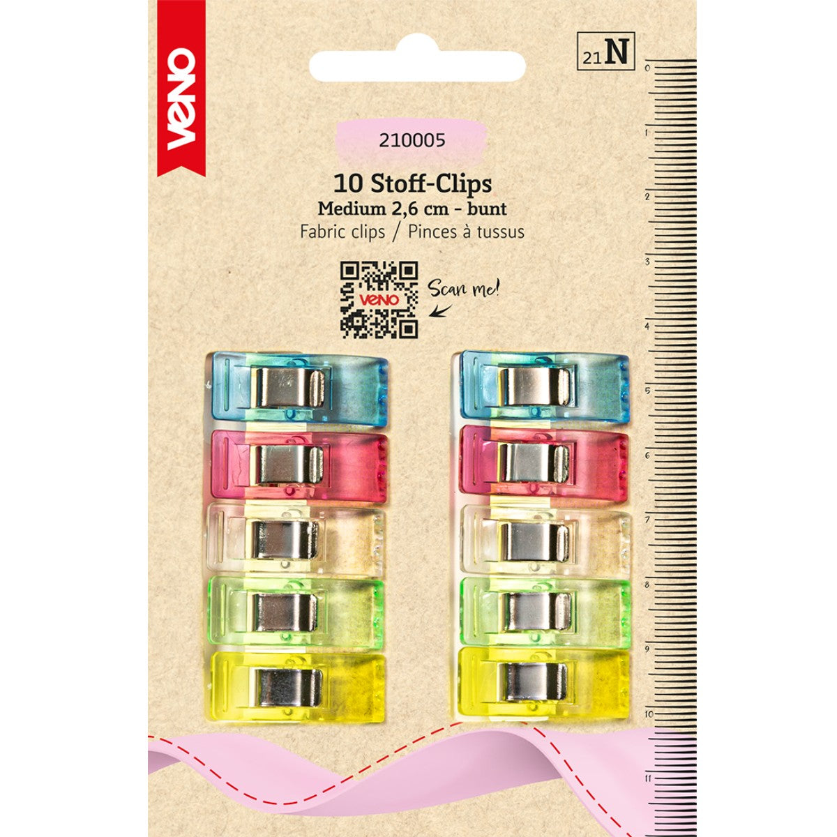 Stoff-Clips Medium bunt 10 Stück