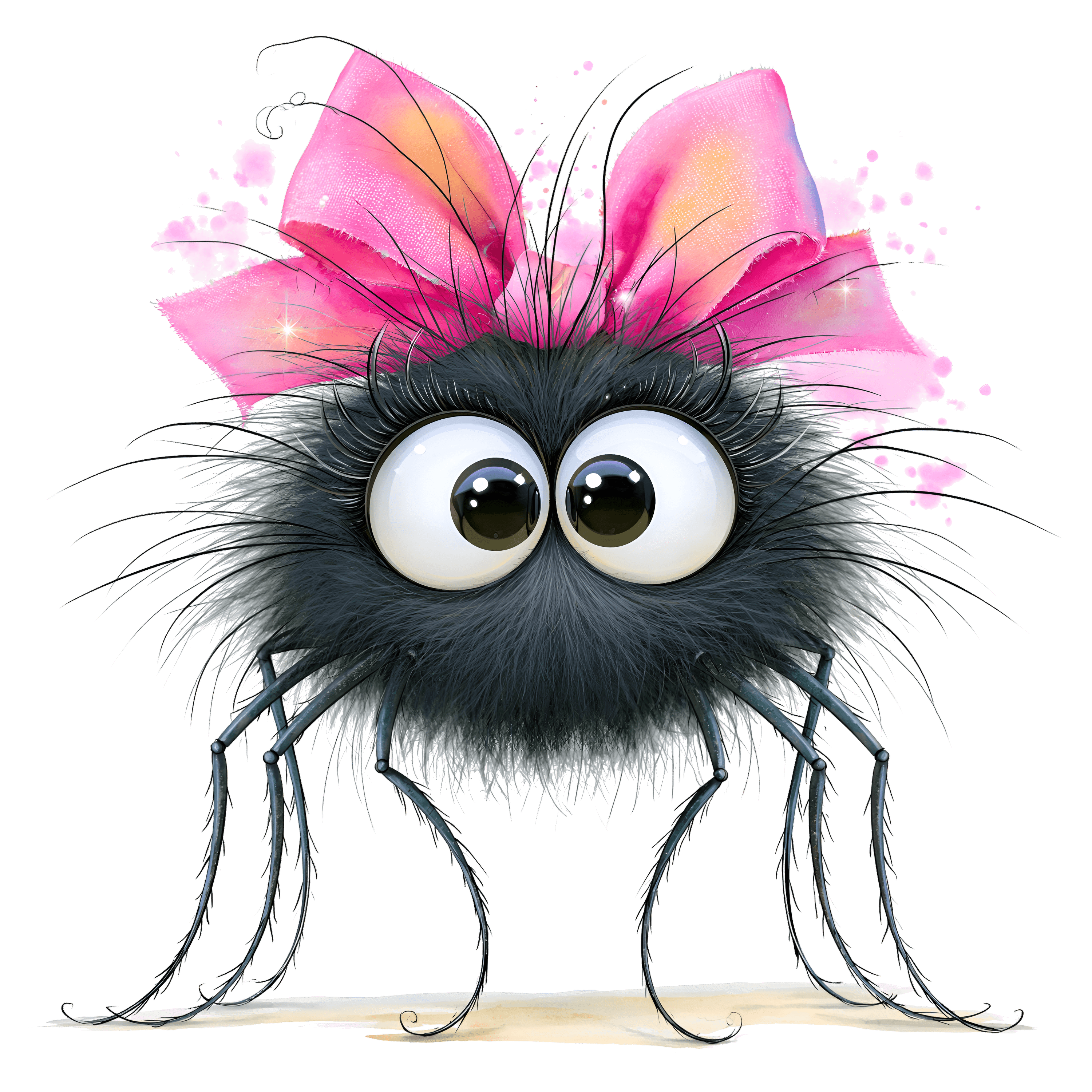 Bügelbild Applikation - Flauschige Spinne - Pink