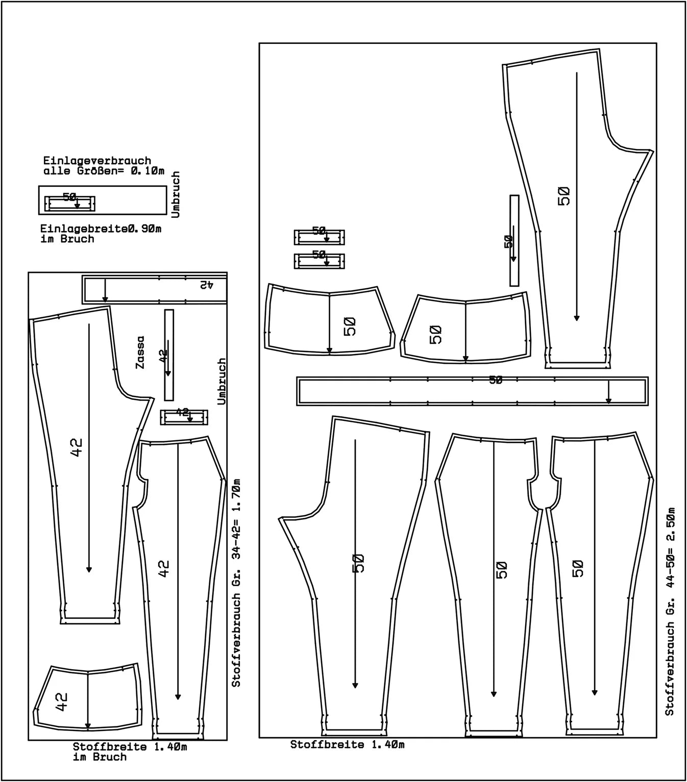 Papierschnittmuster Hose Zassa