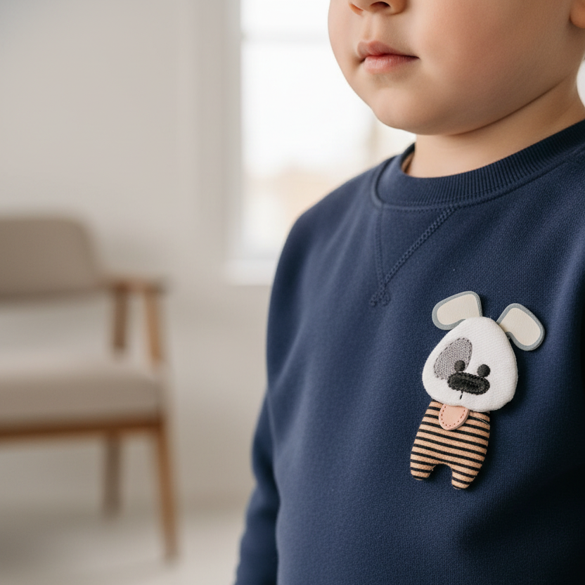 Applikation Hund auf Kindersudadera azul