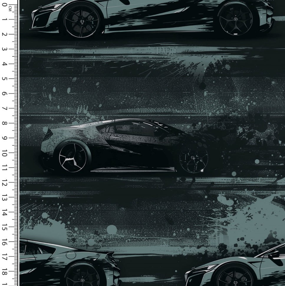 🚗 Baumwolle Jersey Stoff Digitaldruck -Sportwagen