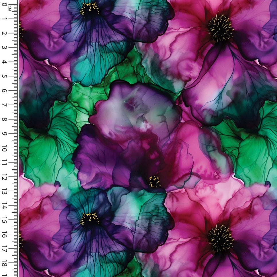 Baumwolle Jersey Stoff Digitaldruck - Wasserfarben - Blumen