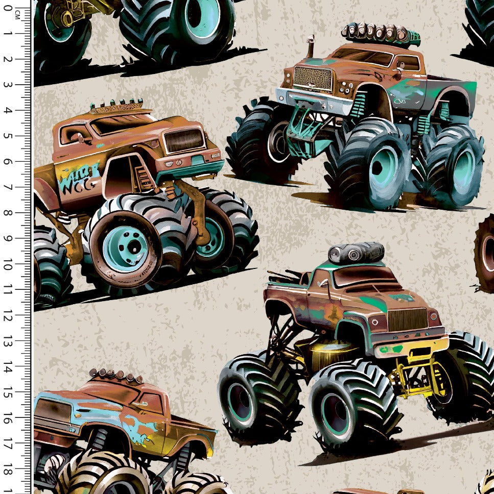 🛞 Alpenfleece Jogging Stoff - Monstertruck