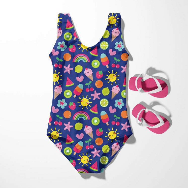 Swimwear Jersey Badestoff UV Protection UPF 50 Eis am Stiel - blau