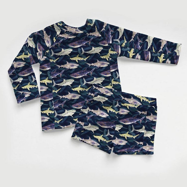 Swimwear Jersey Badestoff UV Protection UPF 50 Haie - marine