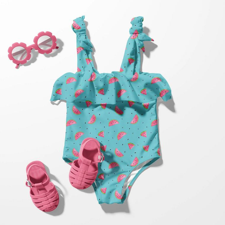 Swimwear Jersey Badestoff UV Protection UPF 50 Wassermelone - petrol