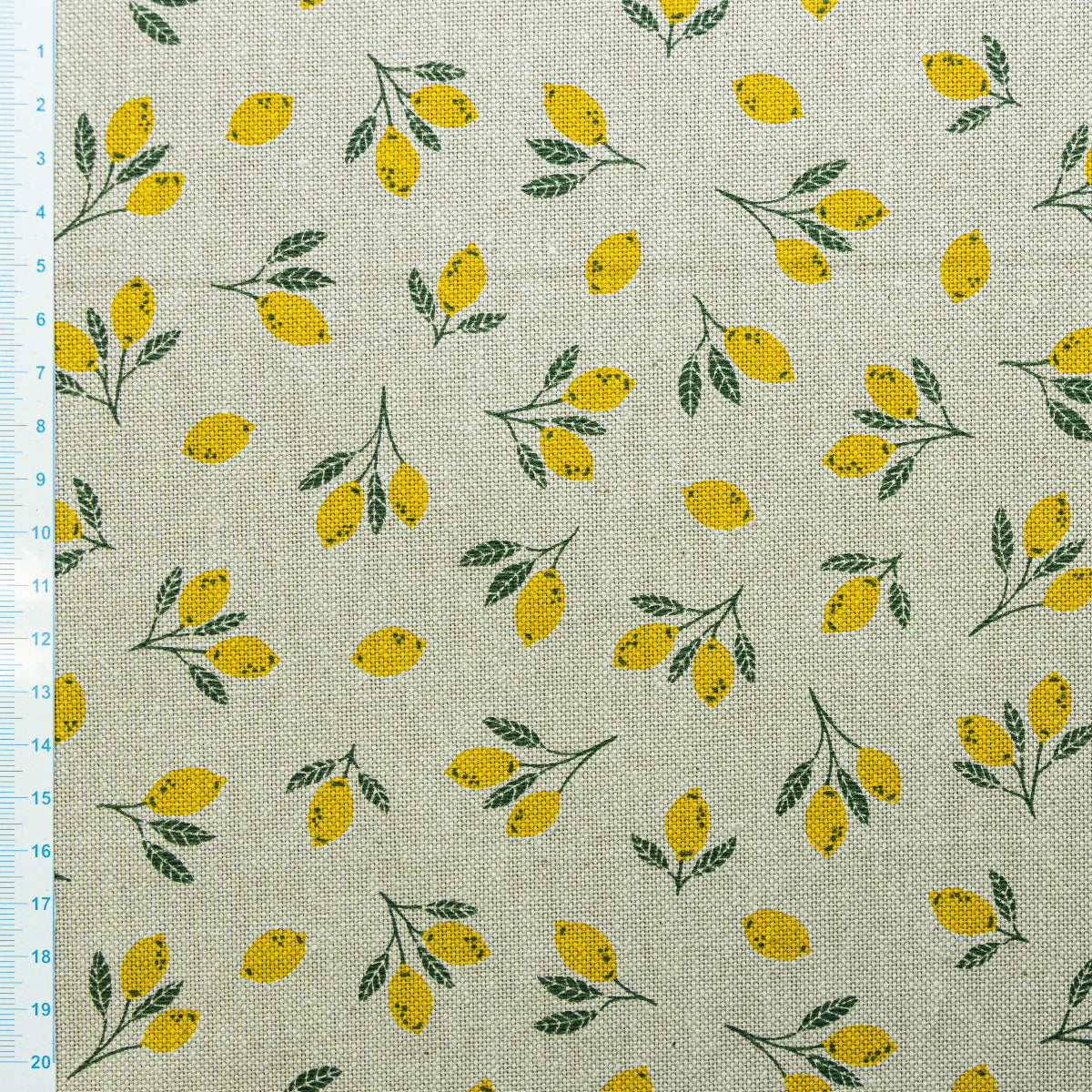 Dekostoff Half-Panama Leinenoptik - Zitronenzweige - natur