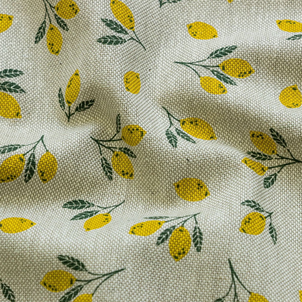 Dekostoff Half-Panama Leinenoptik - Zitronenzweige - natur