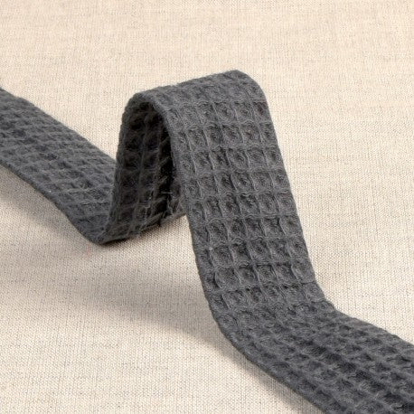 Waffelpiqué Baumwolle Schrägband/Einfassband gefalzt 27 mm - uni