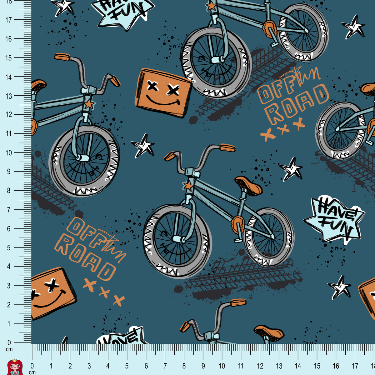 Eigenproduktion Ripp-Jersey BikeParts Katzengold-Design - nachtblau