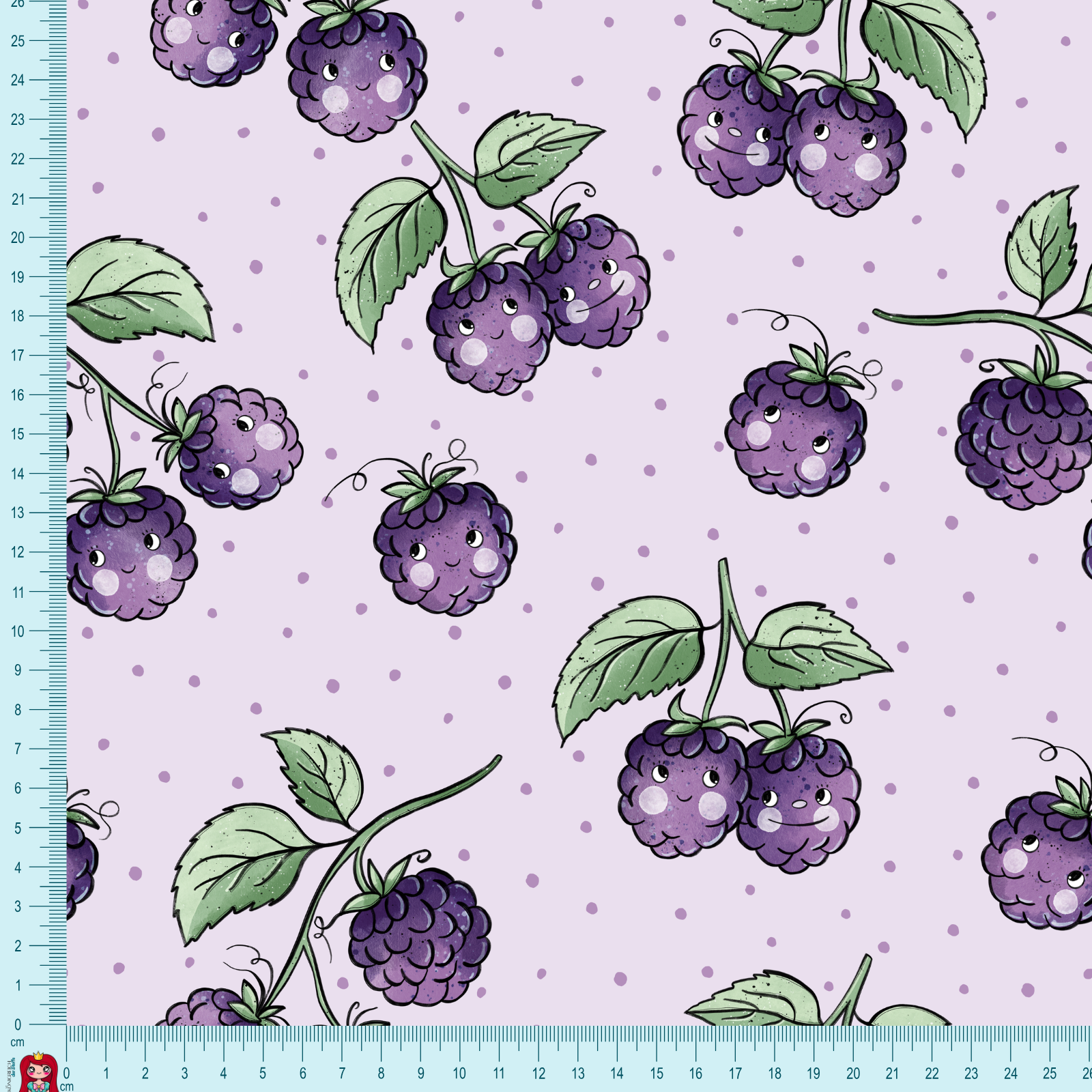 Eigenproduktion Jersey Brombeeries Katzengold-Design - flieder