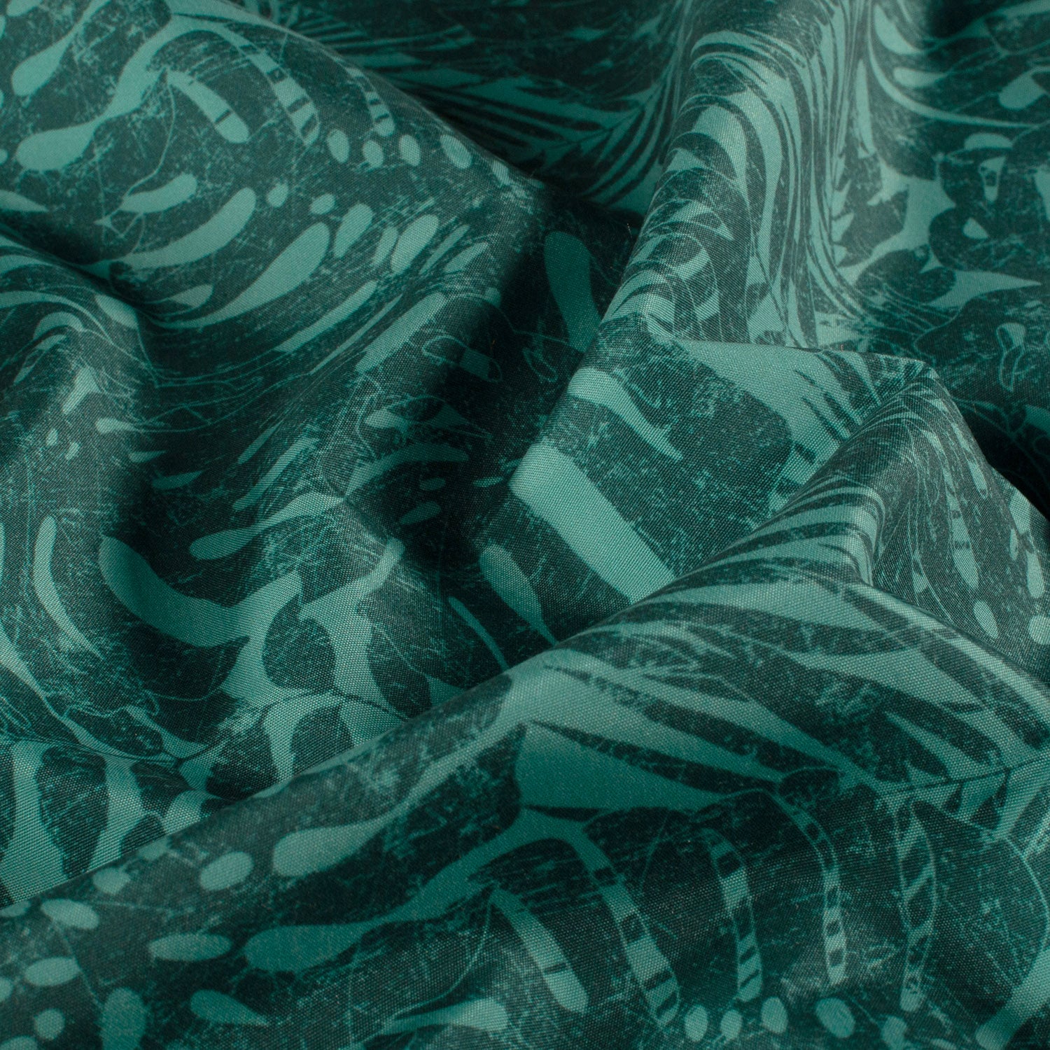 Badehosenstoff wasserabweisend recycelt - Blätter - petrol