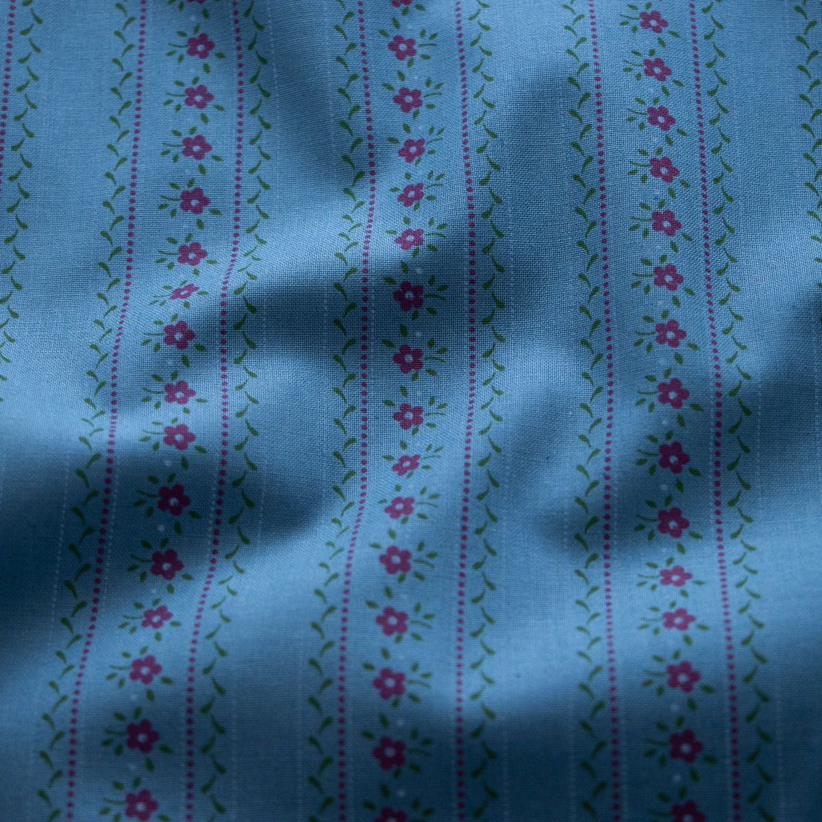 Webware Baumwolle Renforcé mercerisiert für Trachten - blumiges Streifenmuster