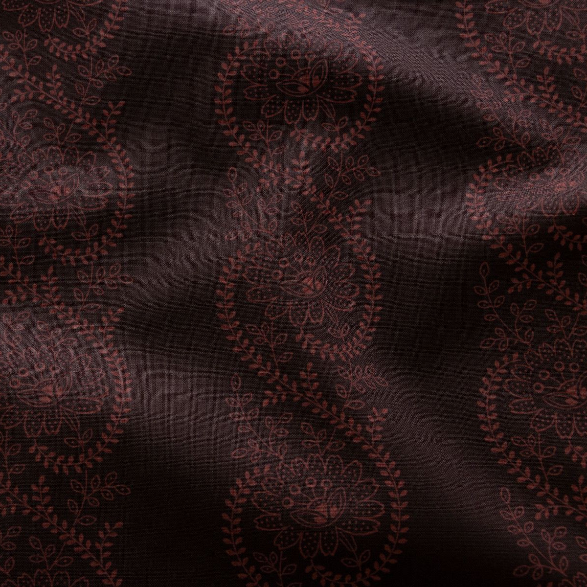 Webware Baumwolle Renforcé mercerisiert für Trachten - Paisely-Streifen - dunkelbraun