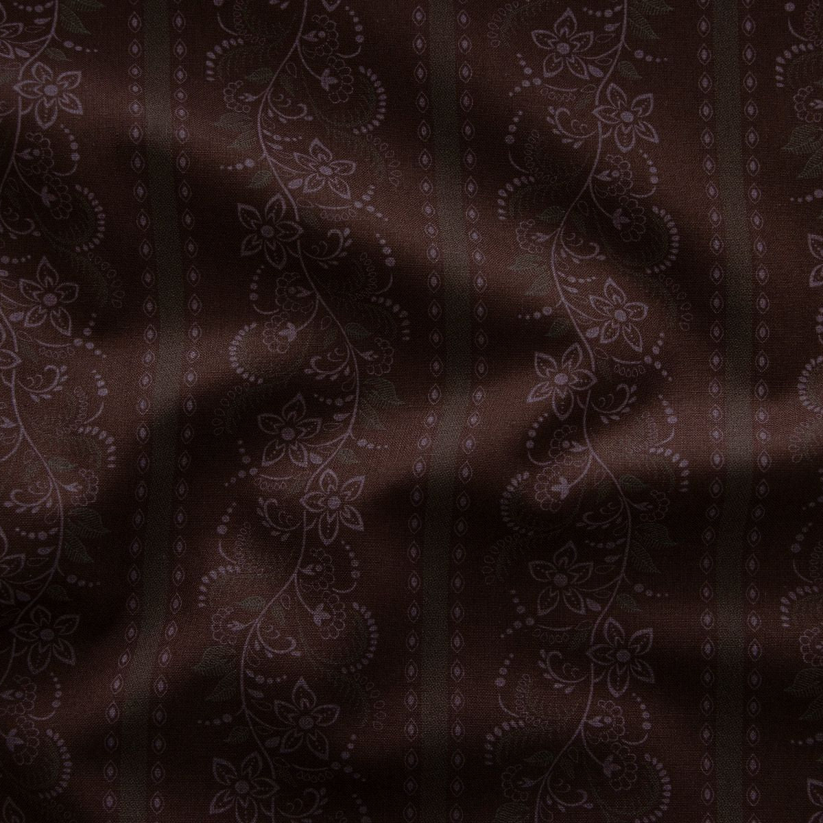 Webware Baumwolle Renforcé mercerisiert für Trachten - florales Rankenmuster - dunkelbraun