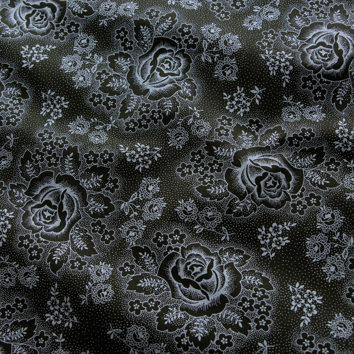 Webware Baumwolle Renforcé mercerisiert für Trachten - Blumenwiese - khaki