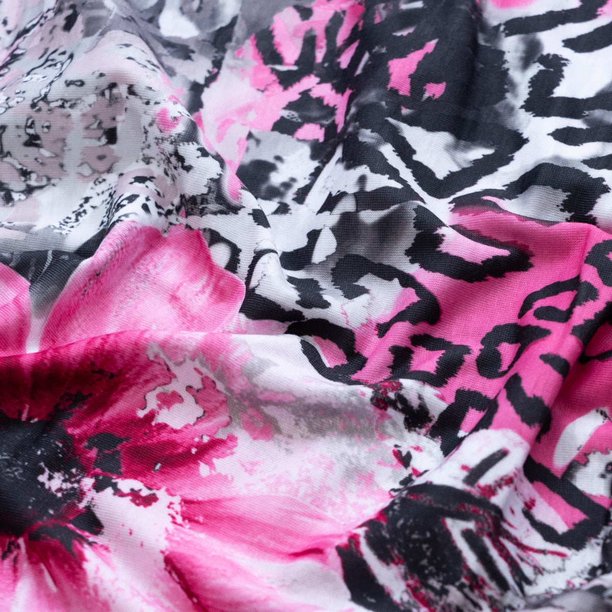 Jersey Digitaldruck - Zauberhafte Blüten - Weiß - Rosa