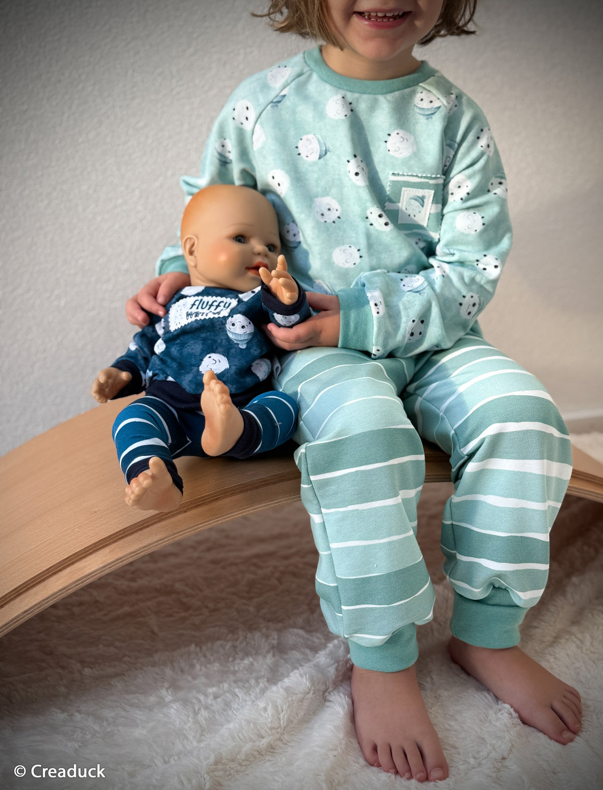 French Terry Swafing - Fluffy by Mrs Mint - flauschige Schneewesen - mint