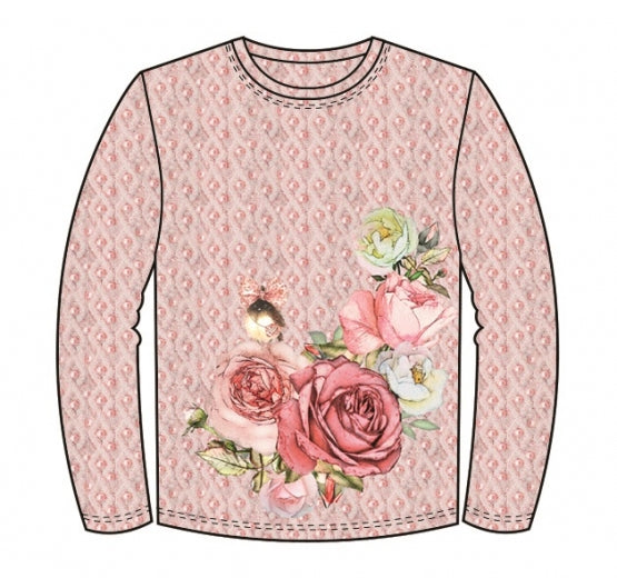 Sweat French Terry Digitaldruck Paris my Pearl City Stenzo - Rosen auf Strickoptik