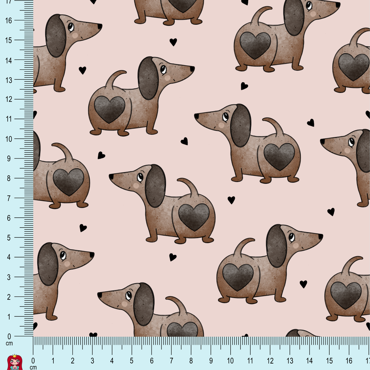 Eigenproduktion Ripp-Jersey Dackelchen Katzengold-Design - rosa