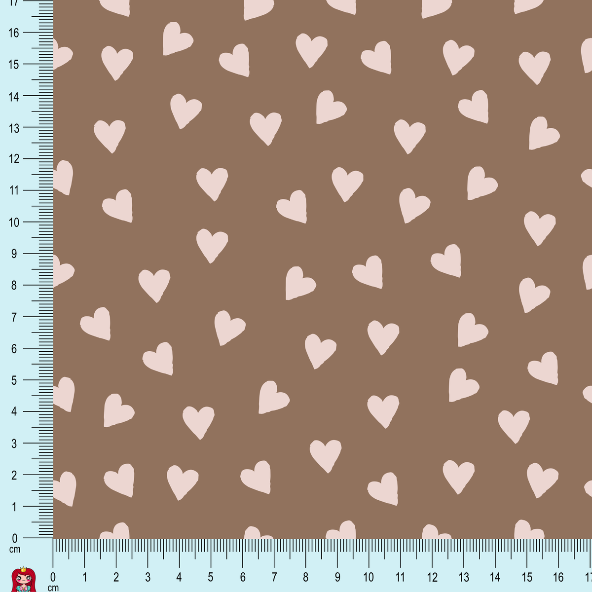 Eigenproduktion Ripp-Jersey Dackelchen Katzengold-Design - Herzen Kombistoff - braun