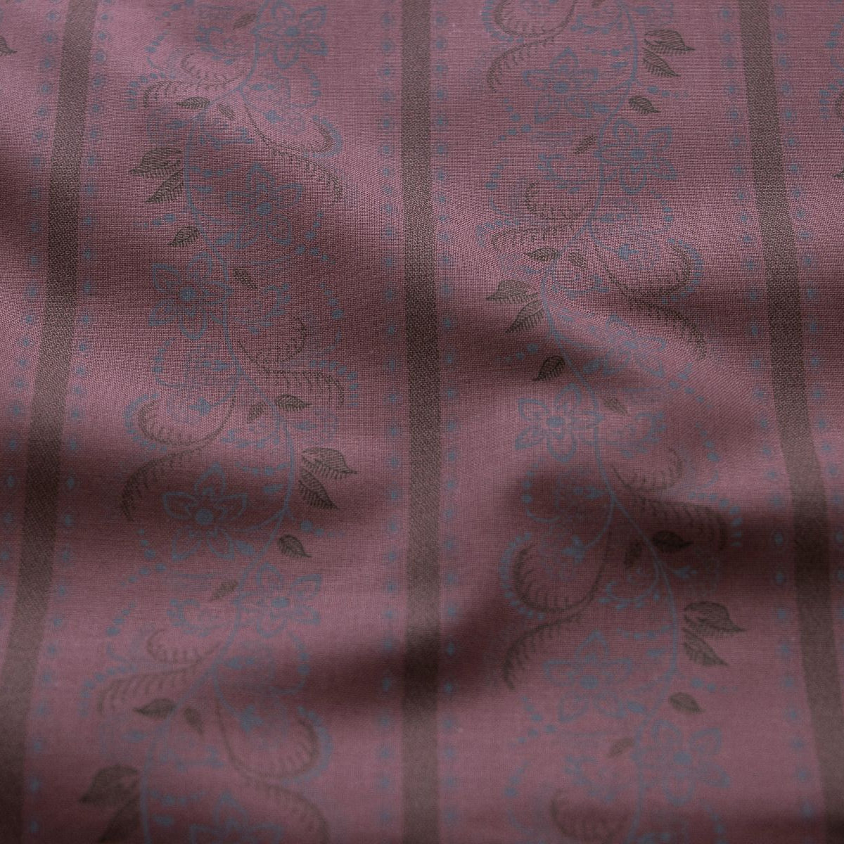 Webware Baumwolle Renforcé mercerisiert für Trachten - gestreifte Blütenstränge - altrot