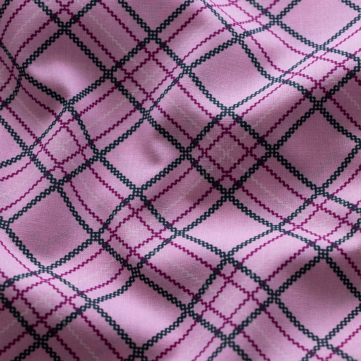 Webware Baumwolle Renforcé mercerisiert für Trachten - Karomuster - rosa