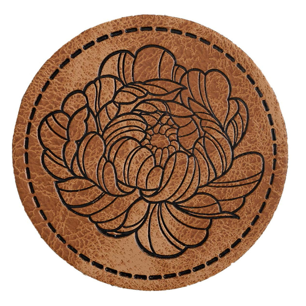 Jessy Sewing Kunstleder-Label mit aufgedruckter Nähnaht - "Peony" - braun