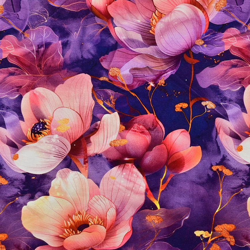 Bambus Jersey Stoff Digitaldruck - Poppy Blumen