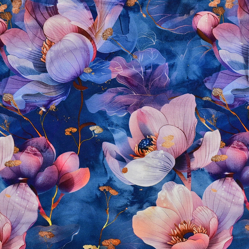 Bambus Jersey Stoff Digitaldruck - Poppy Blumen