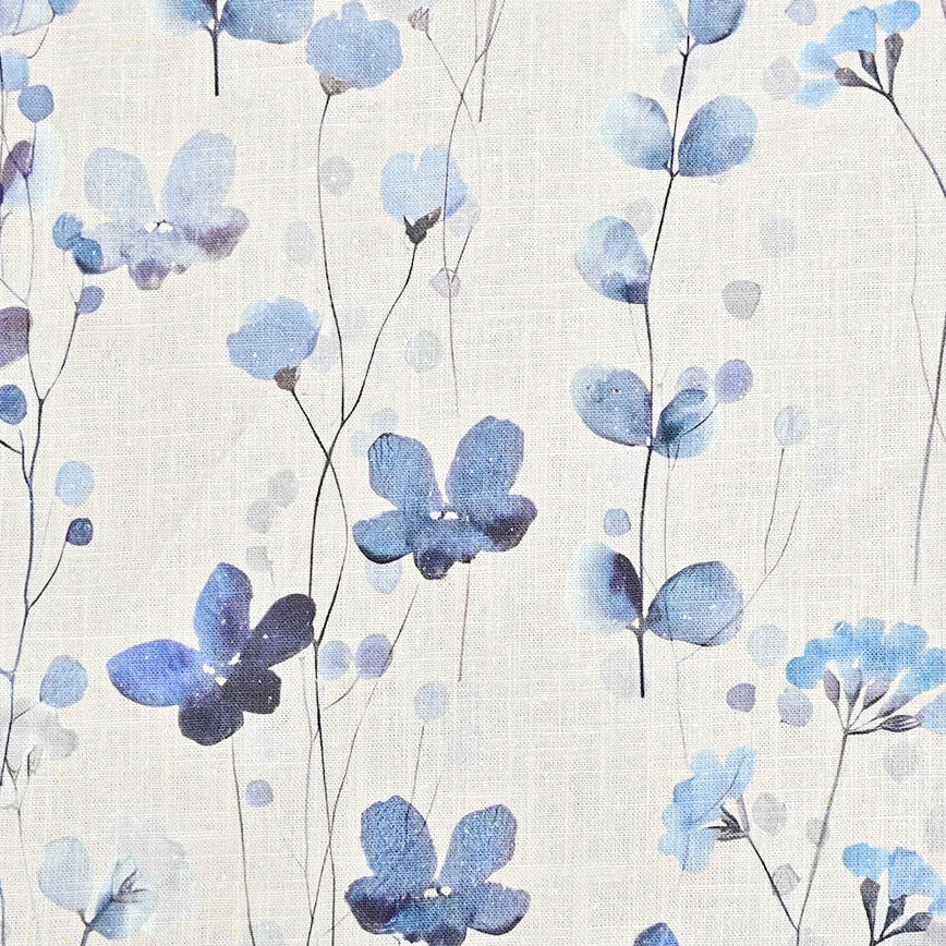 Webware Baumwolle Leinen - Blumen - blau