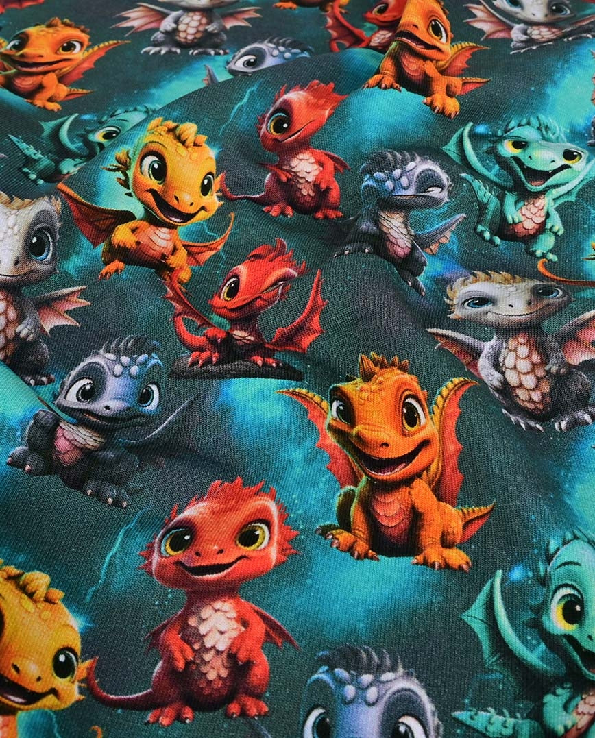 Angerauter Sweat Baby Drachen - Petrol