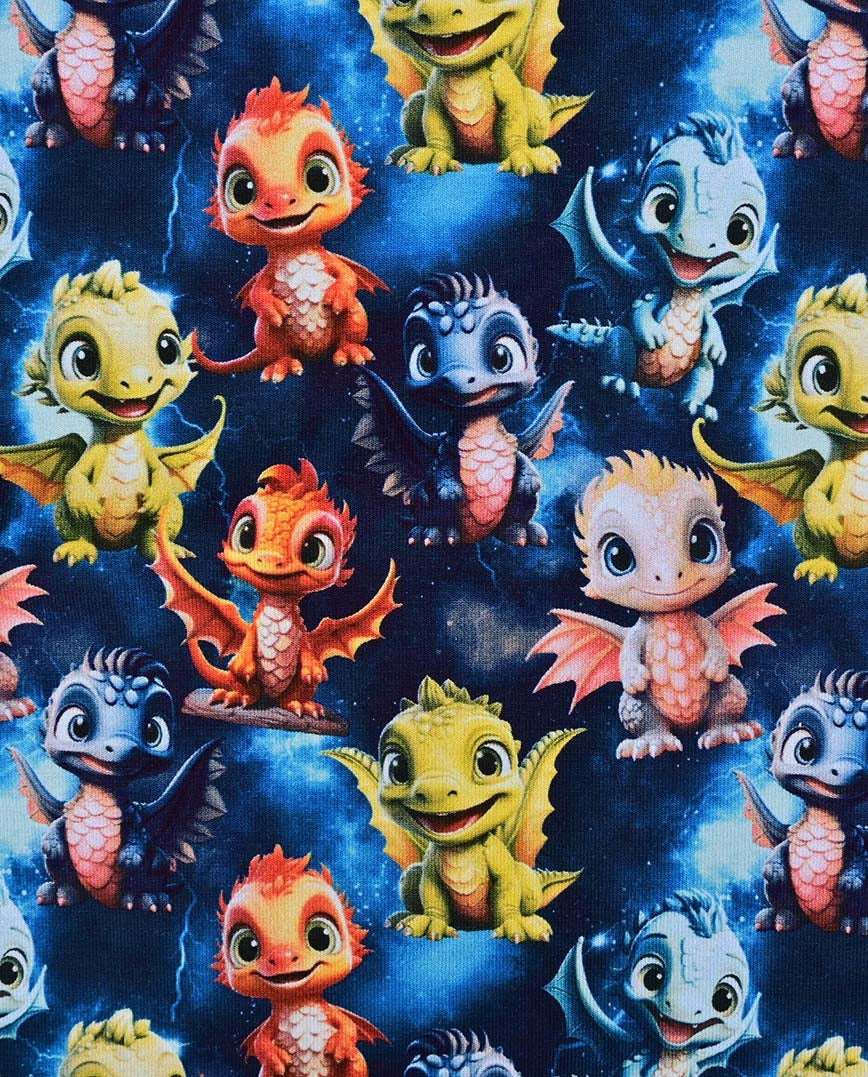 Angerauter Sweat Baby Drachen - Königsblau