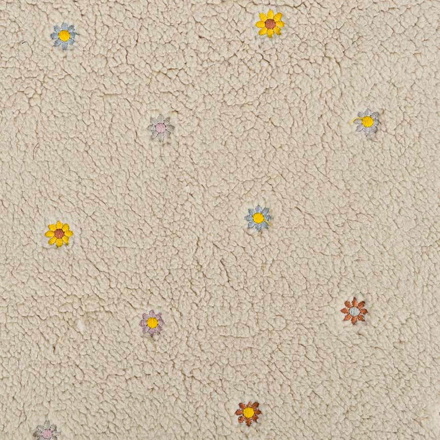 Teddy mit Stickerei - Altrosa Blümchen - Beige