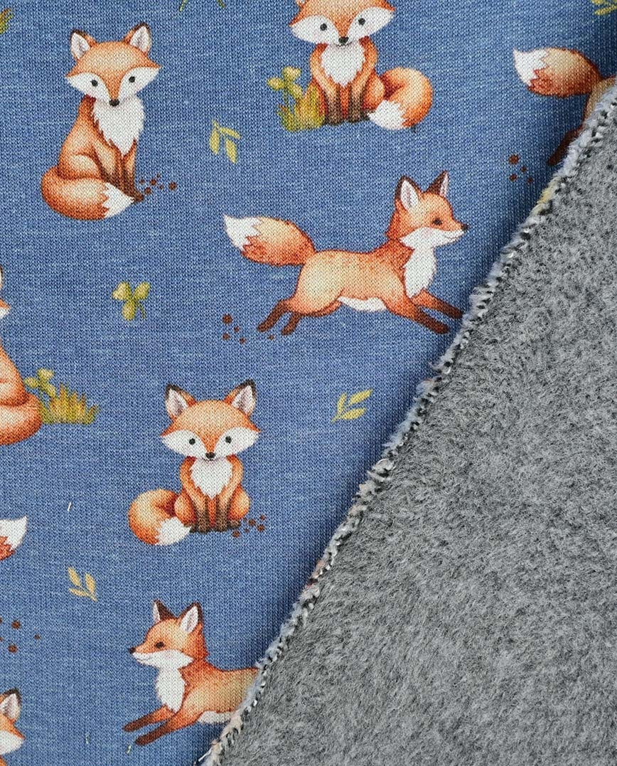 Alpenfleece Füchse - Jeansblau